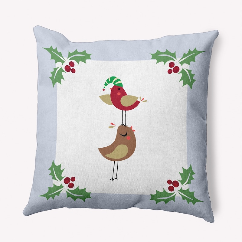 Christmas Birds Accent Pillow - 26" x 26" - Light Blue