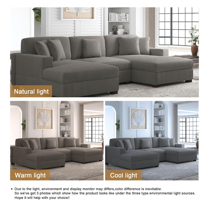 Corduroy Modular Couch Sectional Chaise Lounge Sofa