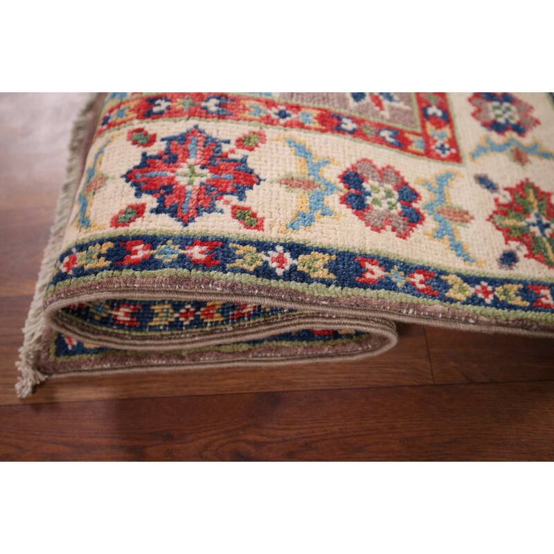 Traditional Kazak Oriental Foyer Rug Hand-Knotted Wool Carpet - 1'11" x 3'0"