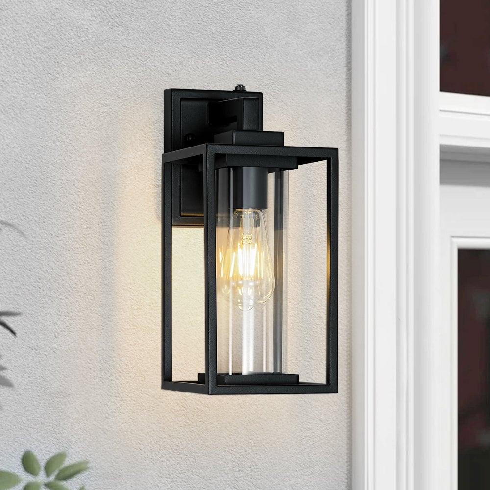Farmhouse Glass Square Cage Outdoor Wall Lamp Porch Light