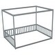 preview thumbnail 12 of 10, Full Size Canopy Frame Floor Bed with Guardrails ,Wooden Design for Imagination and Safety