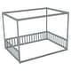 preview thumbnail 34 of 32, Full Size Pine Wood Canopy Frame Floor Bed with Fence and Guardrails for Bedroom