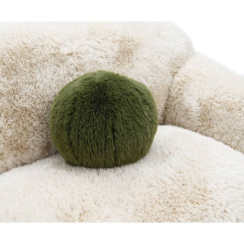 Contemporary Sand Finish 1pc Loveseat with Ball Pillow