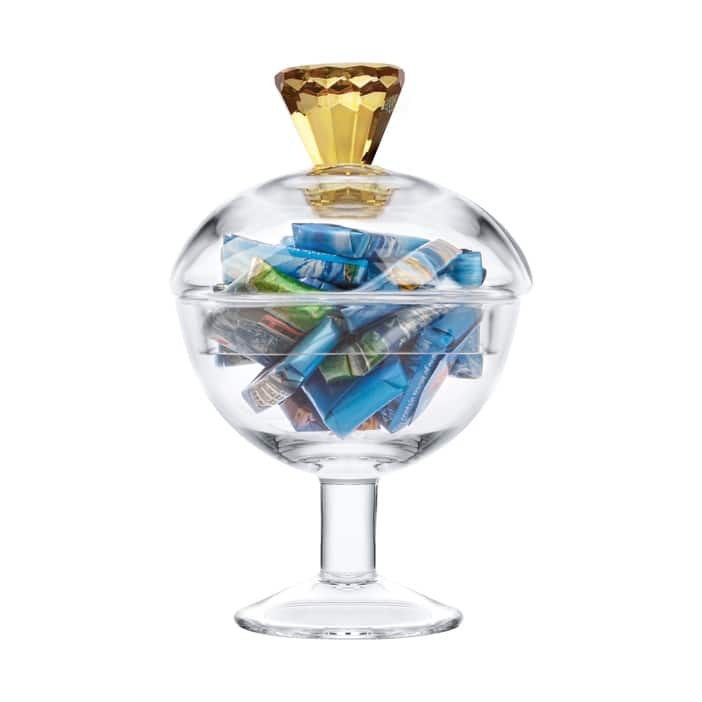 Glass Jar with Colored Diamond Handle - Medium - Amber