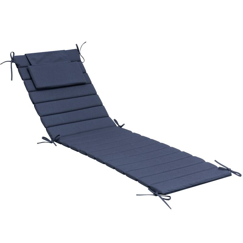 Pellebant Outdoor Chaise Lounge Cushions Patio Lounger Pad with Straps - 1PC-70.9'' - NavyBlue