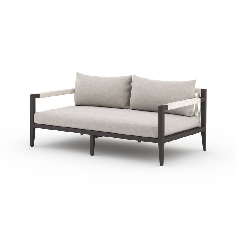 Atwood Outdoor Sofa-63"-Bronze - 63.0W x 34.25 x 30.0H - Bronze-Venao Grey-Ivory Rope