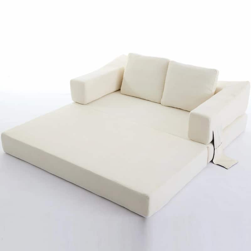 70.87" Upholstered Convertible Sleeper Sofa, Convertible Chair Floor Couch Comfy Sofa for Living Room, Bedroom, Chenille Fabric