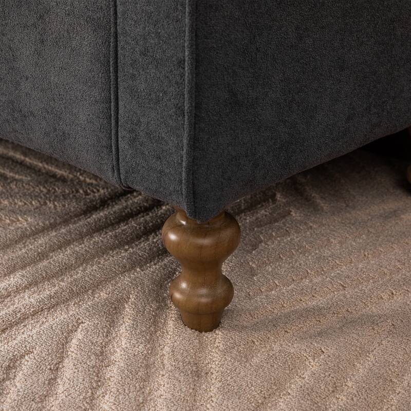 65.6"W Upholstered Storage Bench With Rolled Armrest, Rubberwood Legs