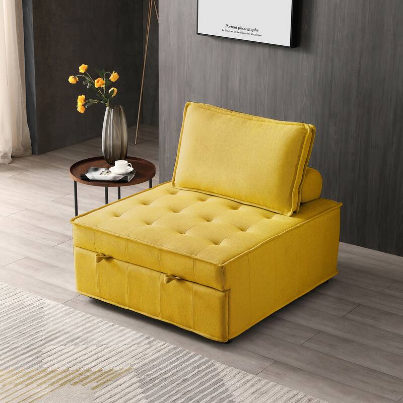 Multipurpose Linen Fabric Ottoman Lazy Sofa Pulling Out Sofa Bed
