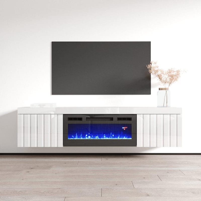 Knoxville BL-EF Electric Fireplace 71" TV Stand - White