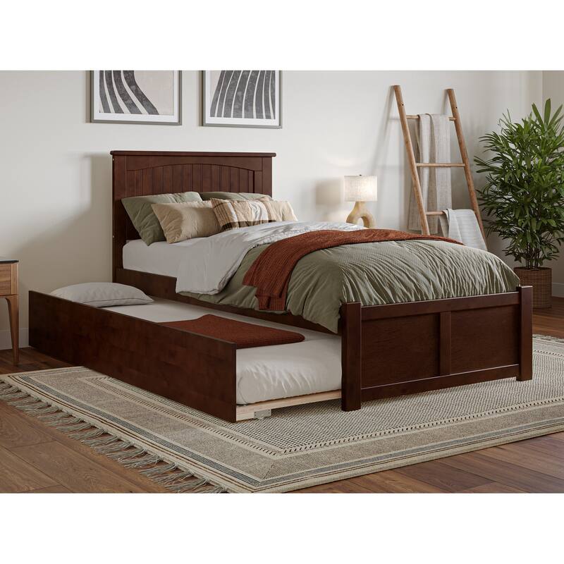 Nantucket Bed with Footboard and Twin Extra Long Trundle - Walnut - Twin XL