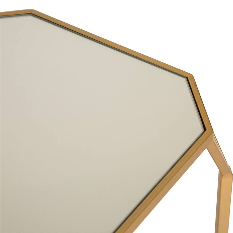 Glitzhome Set of 2 Glam Glass Modern Square/Octagon Gold/Silver Side Table Sofa Table