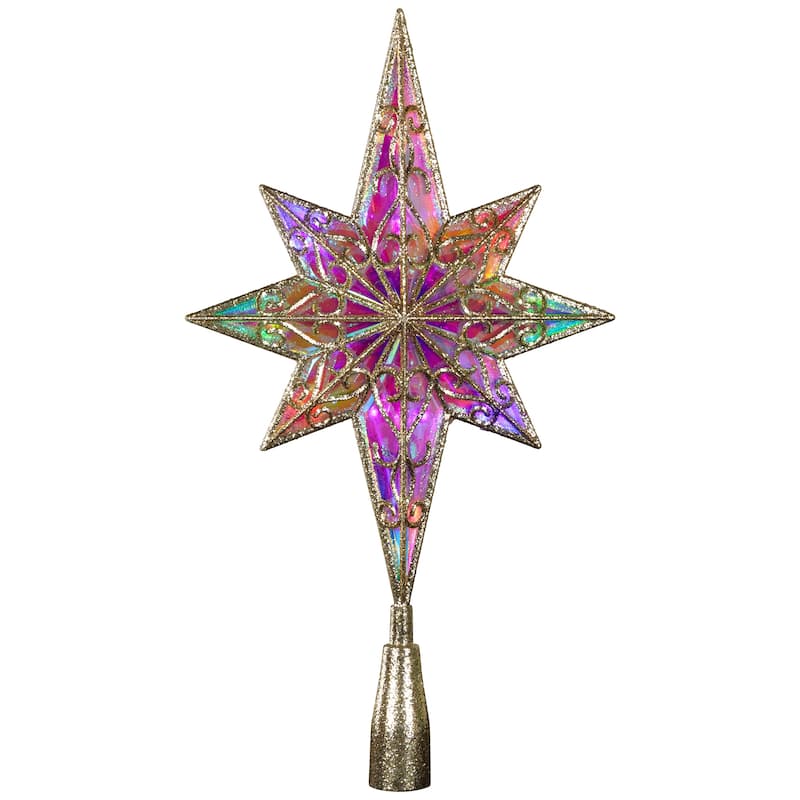 LED Star of Bethlehem Christmas Tree Topper - 14.5" - Champagne Gold - Multi Lights