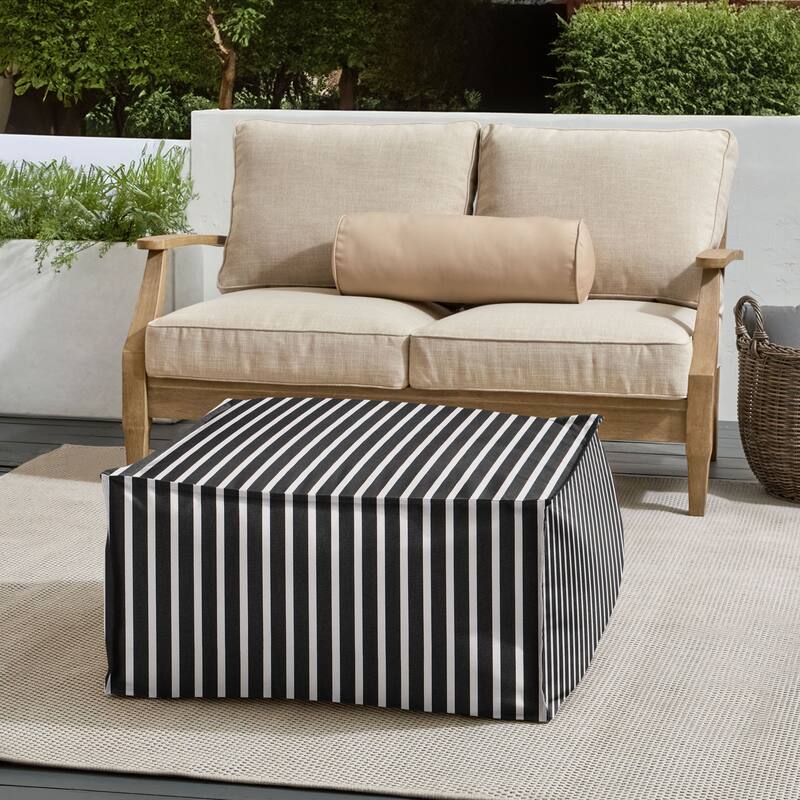 Sorra Home Sunbrella Outdoor Top Stitch Bean Pouf - Shore Classic - Large