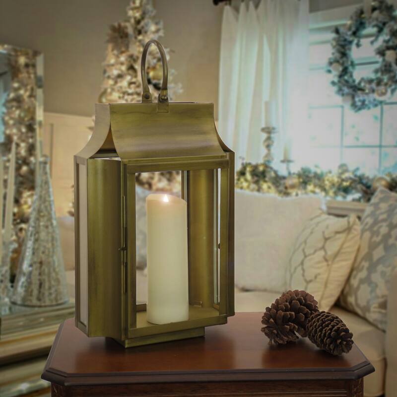 National Tree Company 22 in. HGTV Home Collection Slim Lantern, Christmas Themed Home Decor, Medium, Gold - 22 in