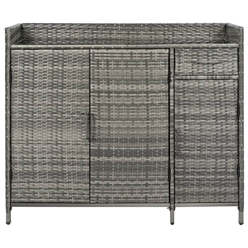 Wicker Storage Cabinet Outdoor Kitchen Iskand Rattan Bar Table Barbecue Cabinet