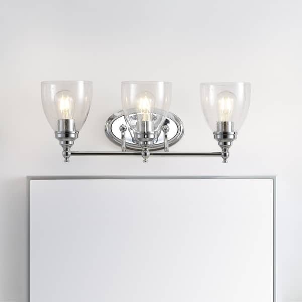 slide 1 of 15, Marais 22.5" 3-Light Metal/Glass LED Wall Sconce, Chrome by JONATHAN Y Chrome