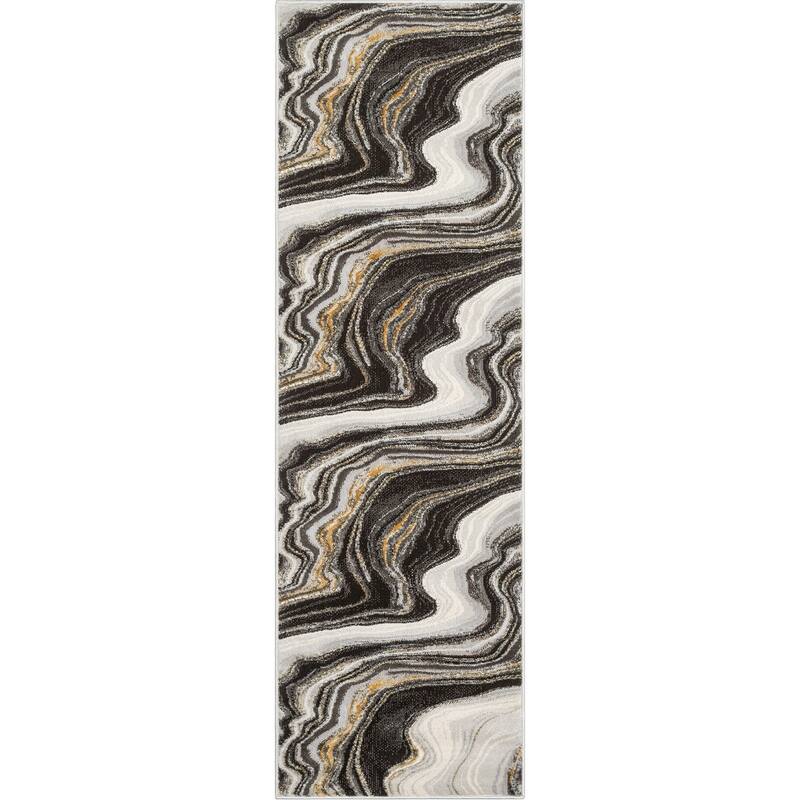 Well Woven Fairmont Warren Modern Abstract Area Rug - 2' 3" x 7' 3" - Grey