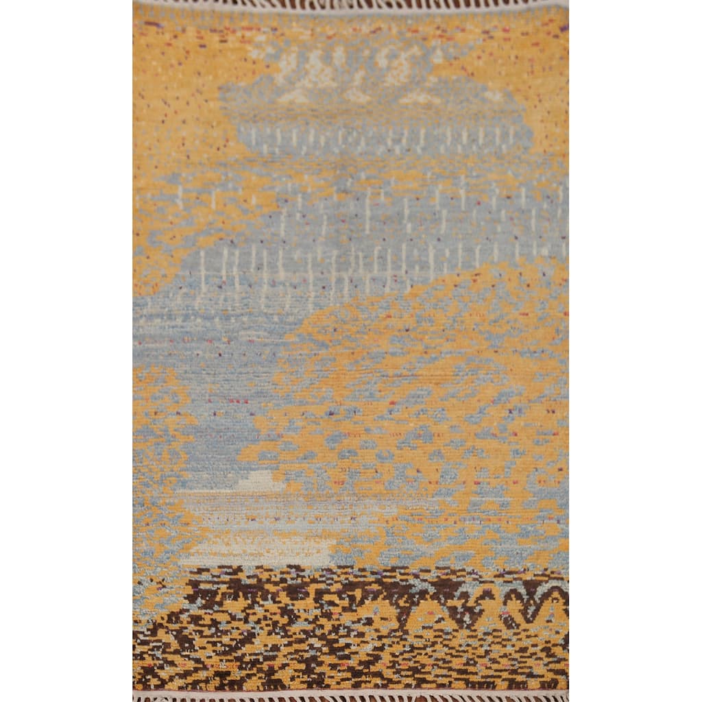 All-Over Moroccan Abstract Area Rug Handmade Wool Carpet - 5'3"x 8'3"