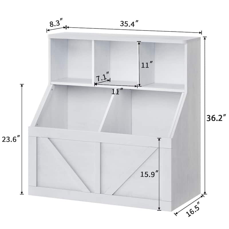 Kids Bookshelf and Toy Storage, Toy Storage Organizer with Storage Cabinet and Toy Shelf, Toddler Book Shelf