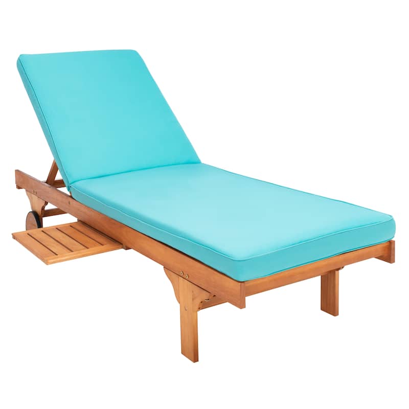 SAFAVIEH Outdoor Aubrie Adjustable Chaise Lounge Chair with Wheel.