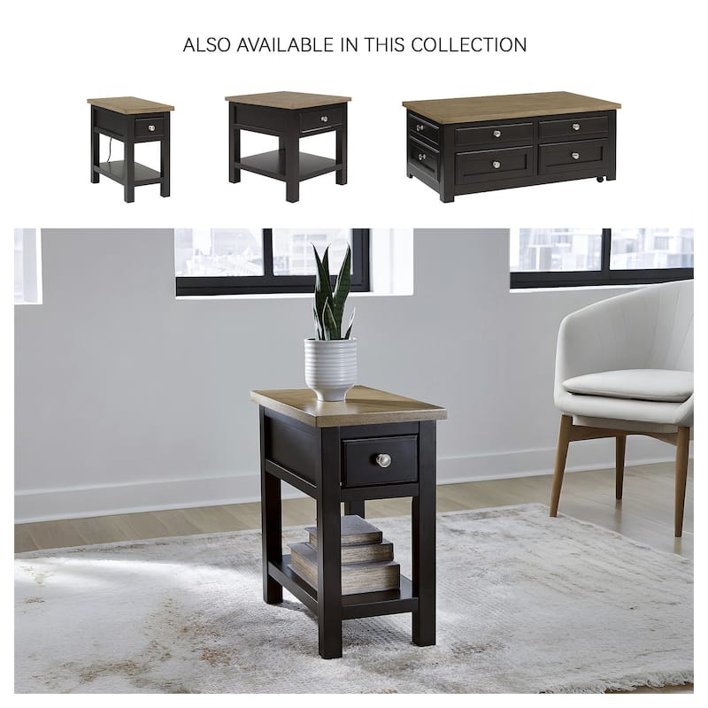 Signature Design by Ashley Drazmine Dark Brown/Light Brown Chair Side End Table - 14" W x 24.13" D x 24" H