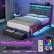 preview thumbnail 11 of 21, Full Size Upholstered Bed Frame with LED Lights and Charging Ports, Storage Headboard with Shelves