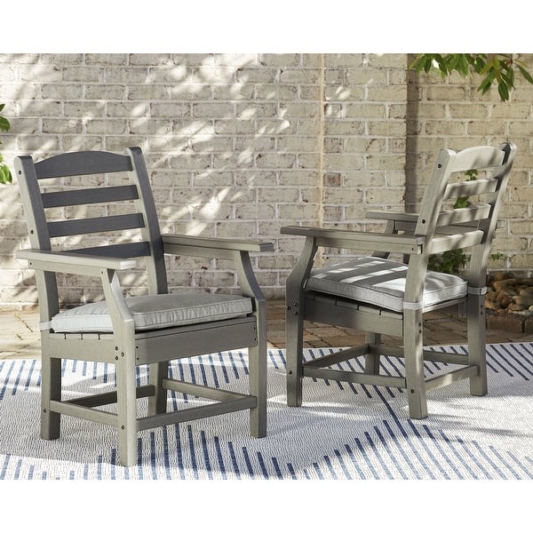 slide 1 of 6, Visola Gray Arm Chair with Cushion, Set of 2 - 24"W x 25"D x 37"H