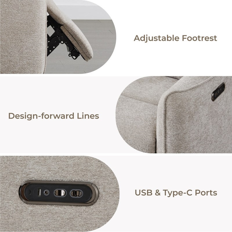 Spruce & Spring Dual Motors Power Lay Flat Recliner with Headrest