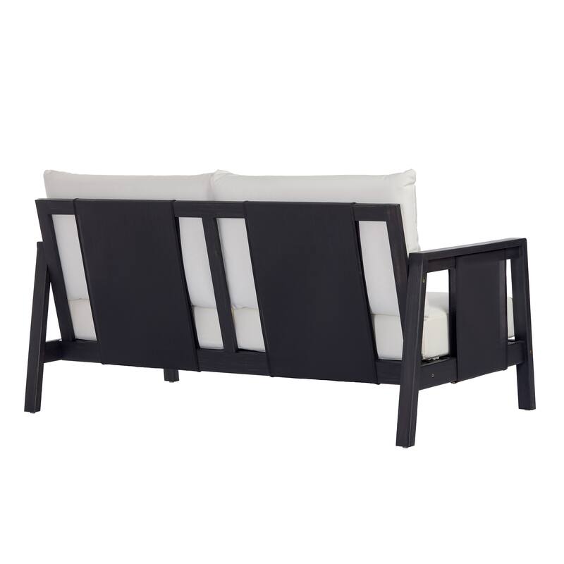 Christopher Knight Home - Arno Mid-Century Modern Outdoor Acacia Wood Sofa Seating Set with Cushions and Coffee Table