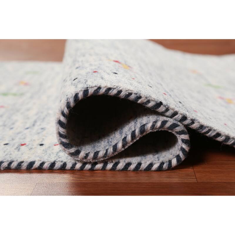 Hand Knotted Oriental 100% Wool Carpet Tribal Stripe Beige & Ivories Gabbeh Area Rug - 4' 9'' X 3' 1''