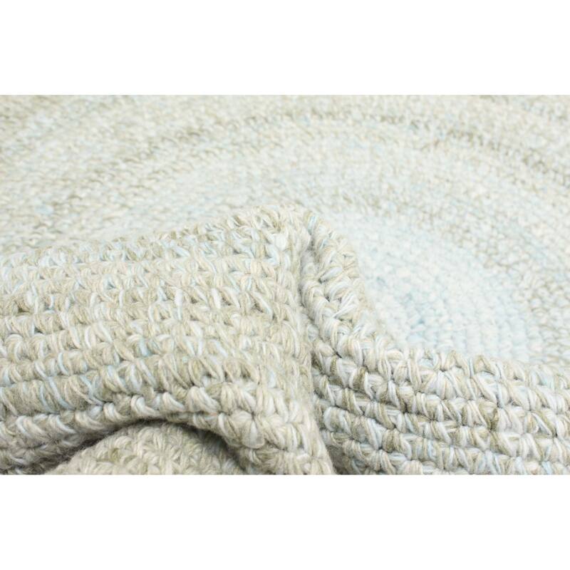 ECARPETGALLERY Braid weave Sienna Light Blue Wool Rug - 4'0 x 4'0
