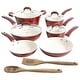 preview thumbnail 1 of 2, Kenmore Arlington Aluminum Ceramic Coated Nonstick Cookware Set in Red