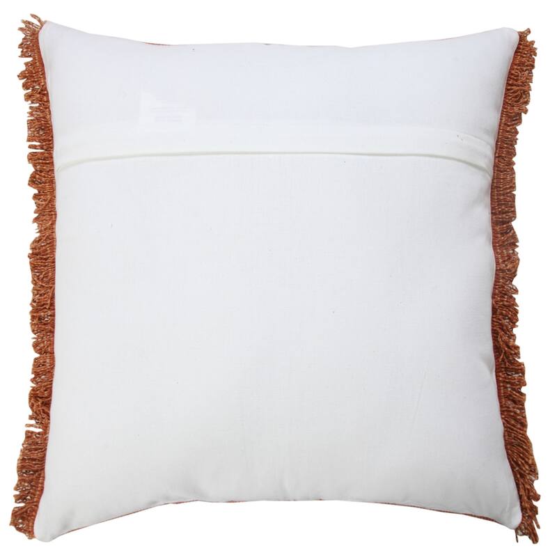 Textured Square Throw Pillows with Fringes - 20" - Adobe Brown - Set of 2
