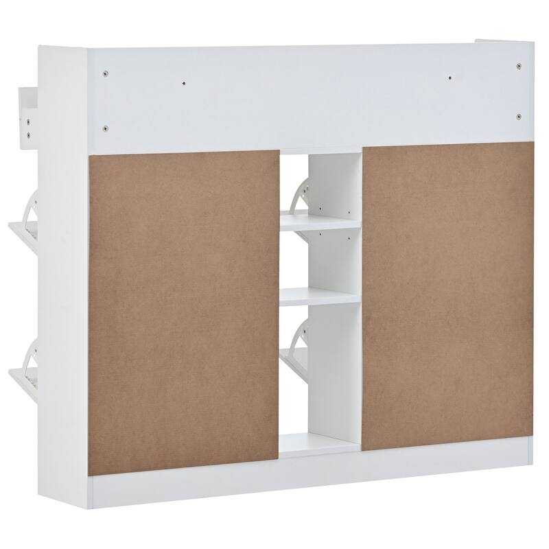 Modern Shoe Cabinet with 4 Flip Drawers