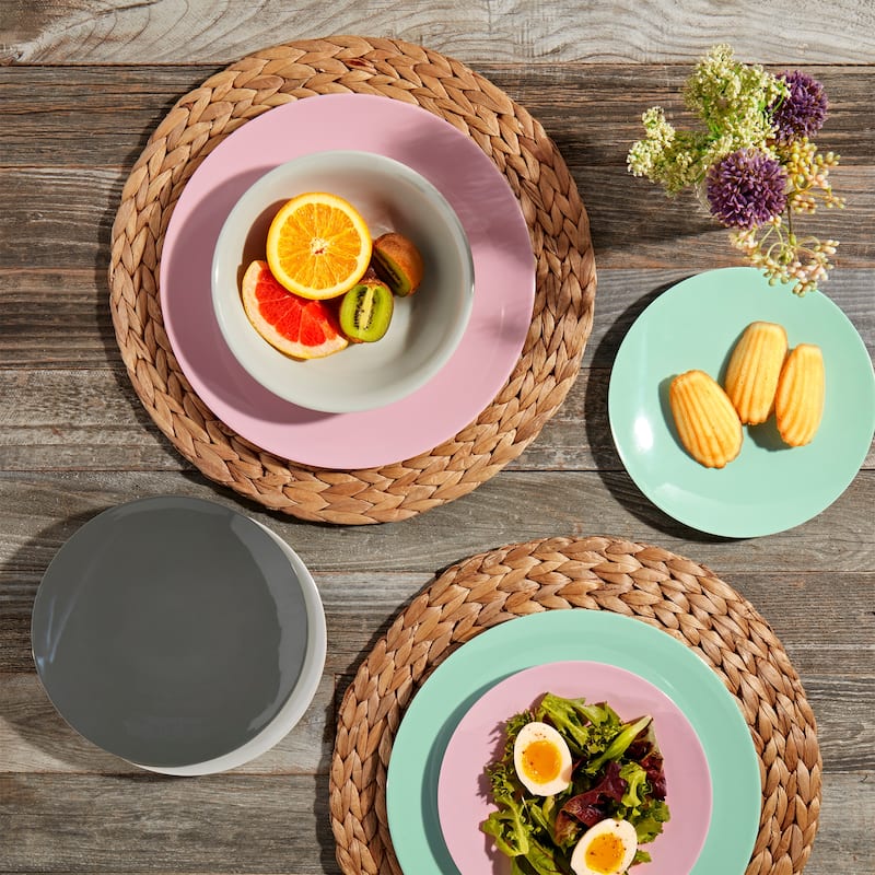 Tabletops Gallery Pastel 12 Piece Melamine Dinnerware Set