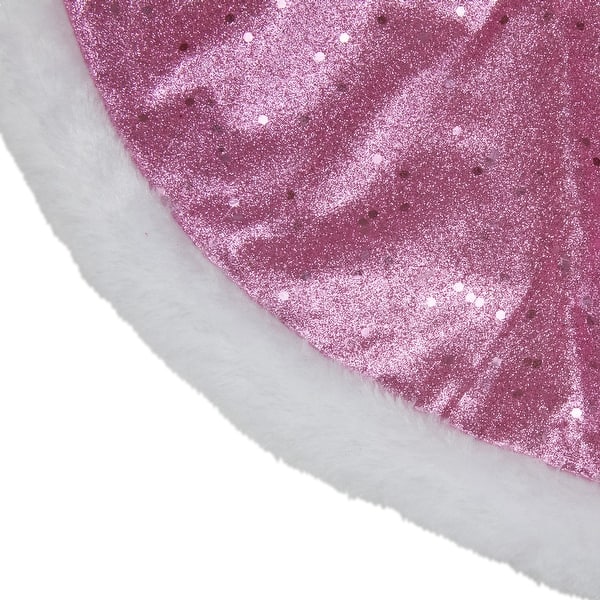 Shop 20 Pink Glittered Mini Christmas Tree Skirt With Faux Fur Trim Overstock 30272530