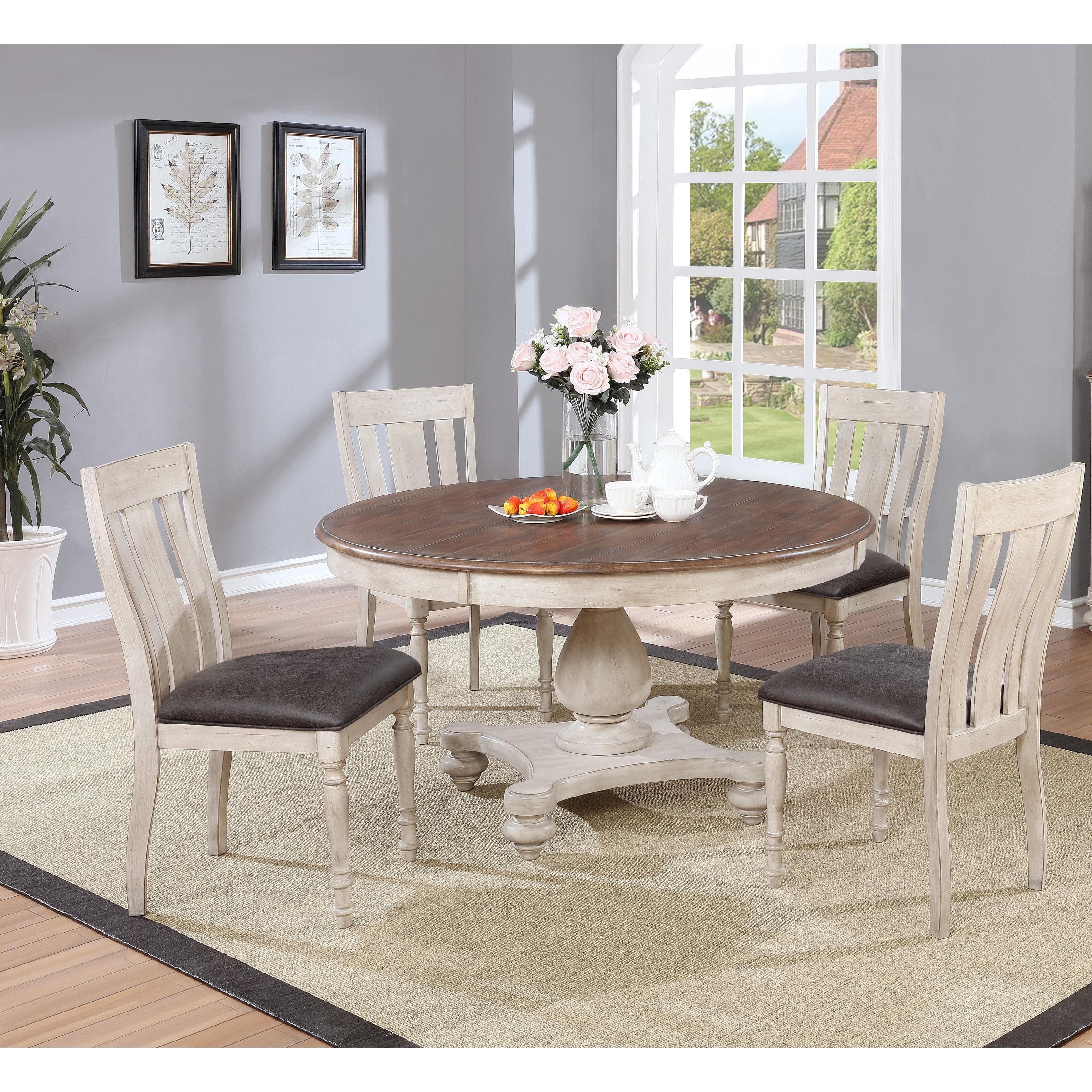 French Country Roundhill Furniture Dining Table Roundhill