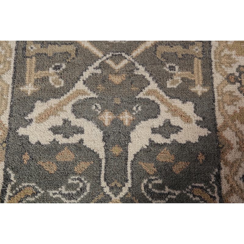 Gray Oushak Oriental Runner Rug Hand-Knotted Wool Carpet - 2'7" x 10'0"