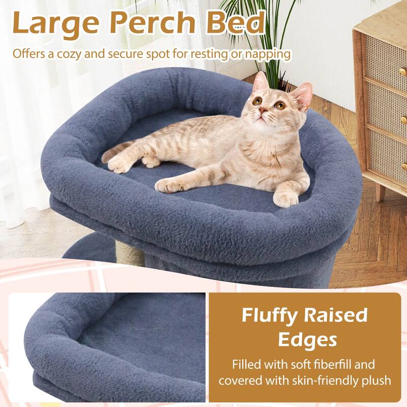 Costway 26” Small Cat Tree with Large Padded Plush Perch, 2 Condos, - See Details