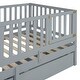 preview thumbnail 94 of 118, Roomfitters Twin Size Wood Daybed with Fence Guardrails, 2 Storage Drawers, Convertible Floor Bed, and Built-In Shelving