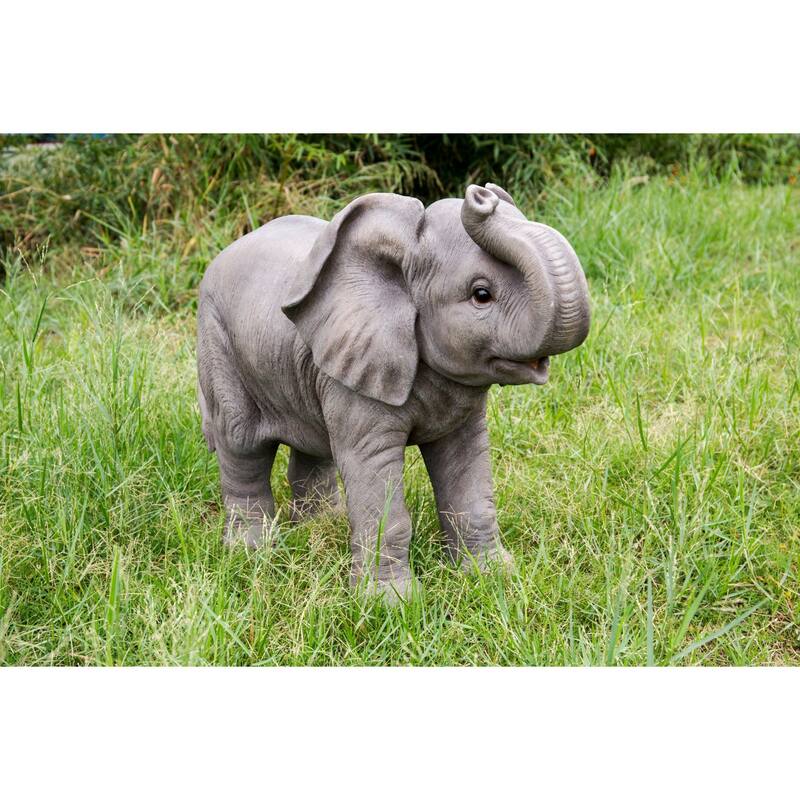 26.75" Mink Regal Pose Elephant Outdoor Garden Statue
