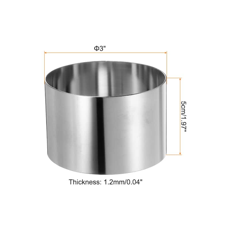 4PCS Round Cake Ring Stainless Steel Pastry Mousse Dessert Ring - 3 x 2 Inch