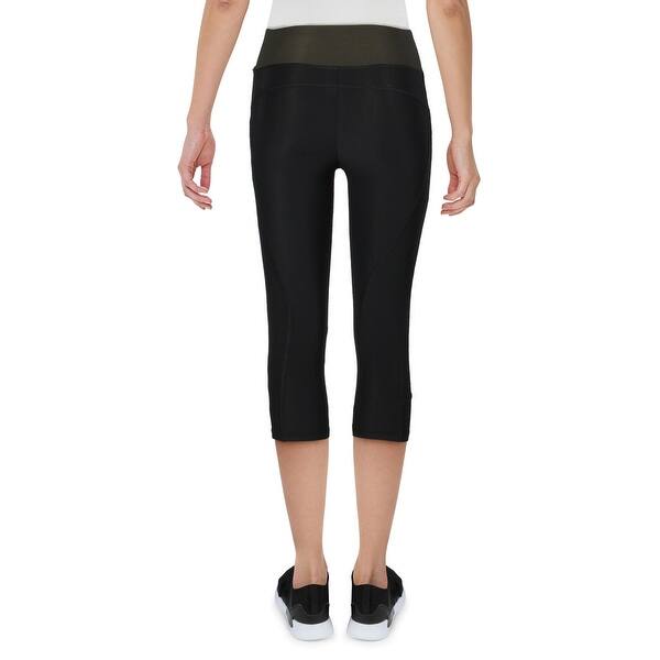 Bebe Sport Women S Lace Up Logo Colorblock Capri Activewear Fitness Leggings Hunter Green Overstock