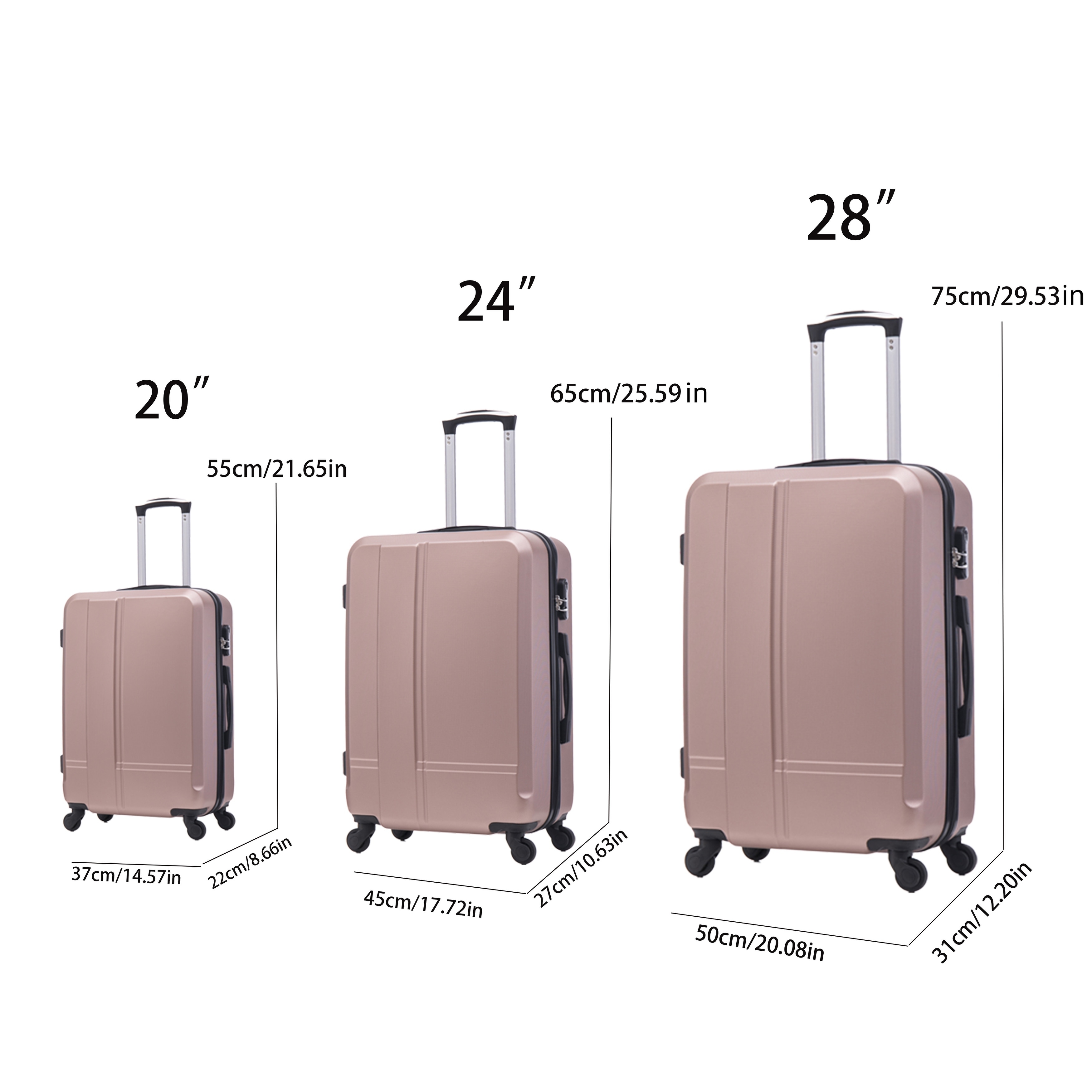 人気の新作 Hard ABS 3-Piece Luggage Universal with (20/24/28) Set その他