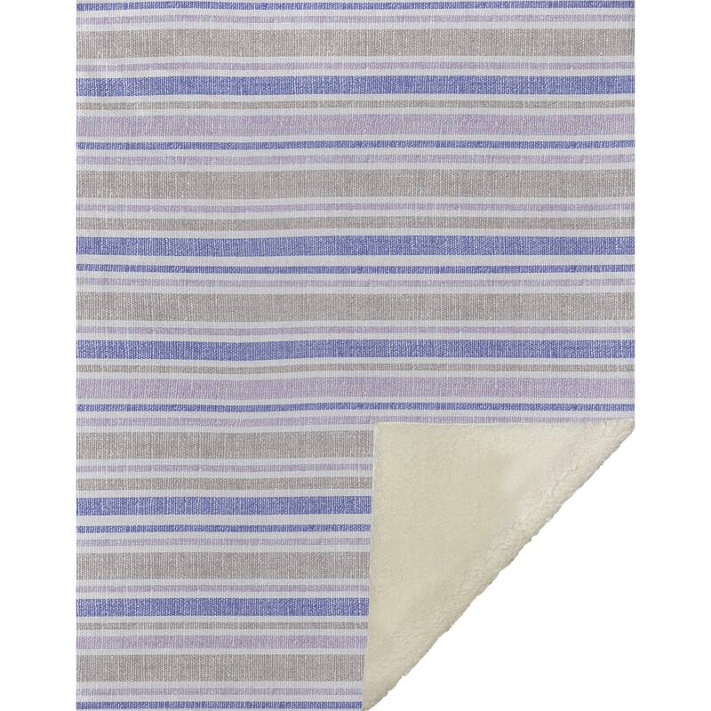 Premium Machine Washable Modern Stripe Sherpa Throw Blanket
