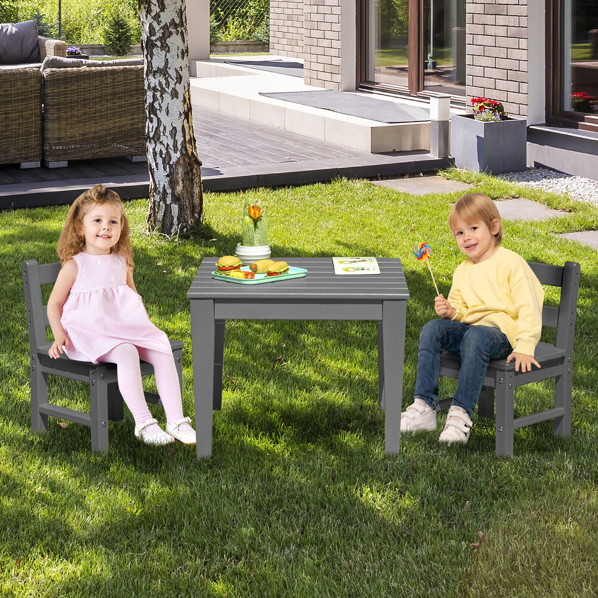Gymax 2 PCS Kids Chairs Indoor Outdoor Heavy Duty All Weather
