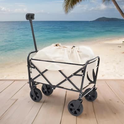Multi-Use Foldable Wagon with 3 Liner Bags - Heavy Duty Camping Cart