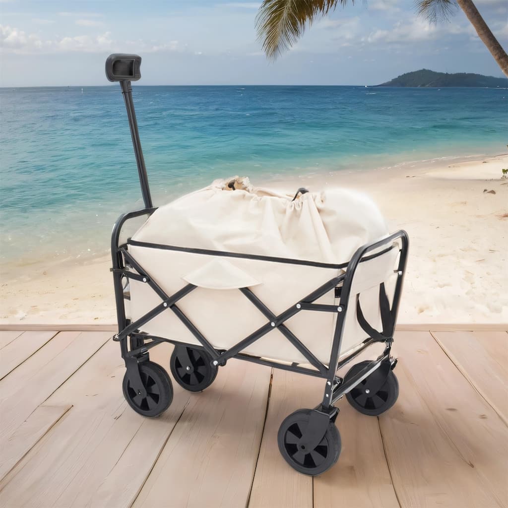 Multi-Use Foldable Wagon with 3 Liner Bags - Heavy Duty Camping Cart