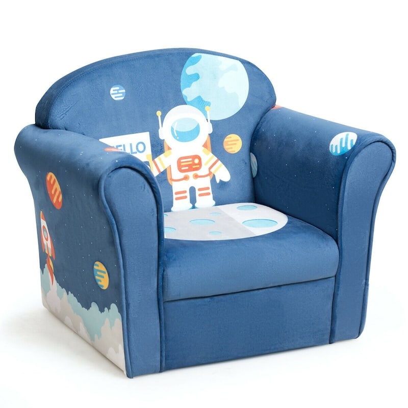 Kids Astronaut Armrest Upholstered Couch - 20" x 15" x 17" (L x W x H)